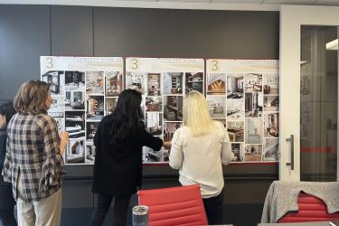 Charrette participants review inspiration images for secondary bedrooms, home offices, and flex spaces that will best meet the consumer preferences uncovered in the research.