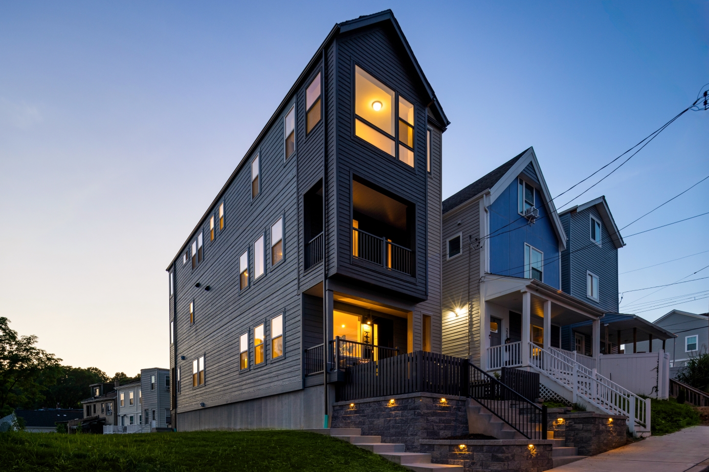 The Picket Fence Front Elevation - Dusk